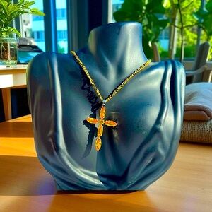 Drop Dead Gorgeous Lux Dripping Shimmering Big Statement Cross Filigree Necklace